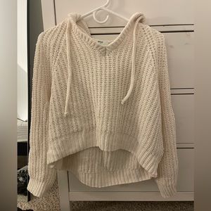 Aerie Knit Sweater Hoodie—Size XS Cream